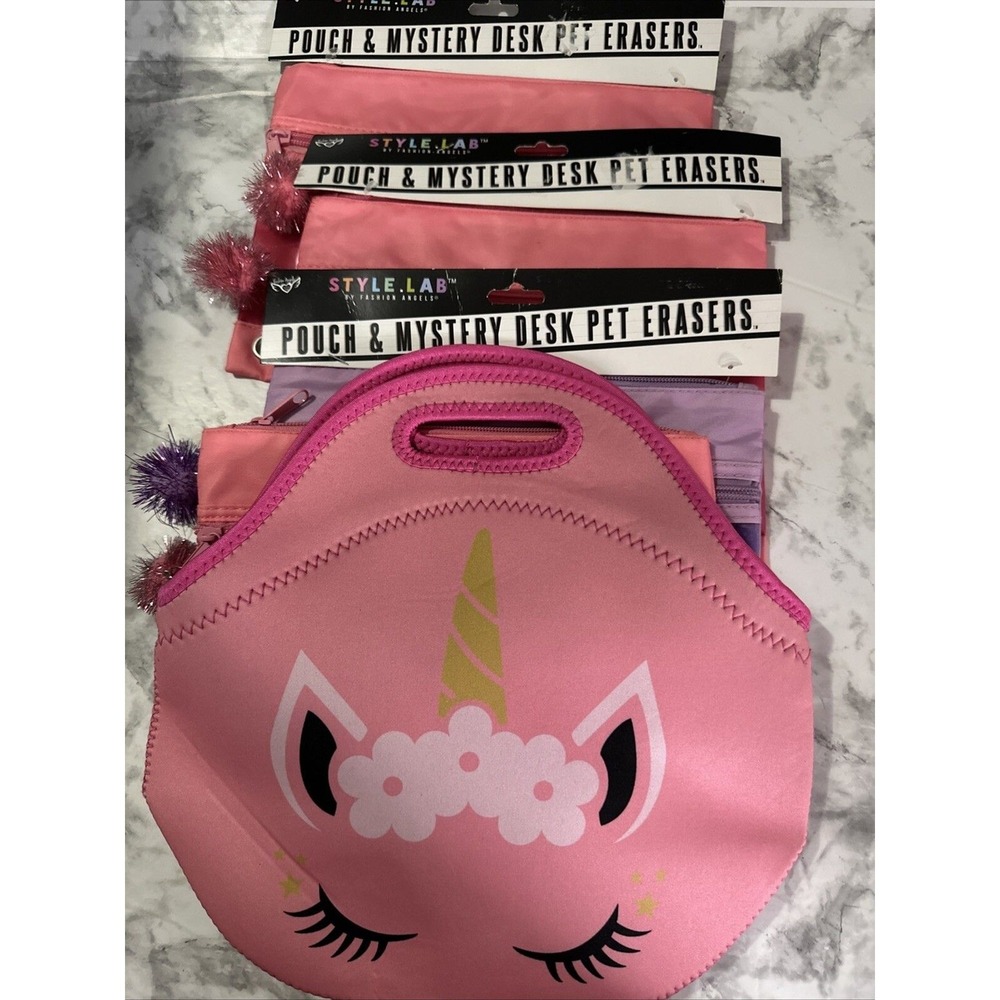 Lot Pencil Pouch And Lunch Bag 5pc Lot‎ Girl  School Easter Play Back 2 School